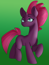 Size: 6000x8000 | Tagged: safe, artist:chedx, artist:jbond, color edit, derpibooru import, edit, fizzlepop berrytwist, tempest shadow, pony, unicorn, absurd resolution, broken horn, colored, female, full body, gradient background, happy, hooves, horn, lineart, looking up, mare, painting, raised hoof, raised leg, smiling, solo, trotting