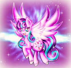 Size: 2118x2034 | Tagged: safe, artist:lightningflashyy, derpibooru import, princess flurry heart, alicorn, pony, adult flurry heart, female, mare, older, older flurry heart, open mouth, solo, speedpaint, spread wings, white pupils, wings