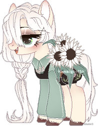 Size: 296x378 | Tagged: safe, artist:kawaiighetto, derpibooru import, oc, oc only, earth pony, pony, bedroom eyes, clothes, earth pony oc, flower, simple background, smiling, solo, transparent background, unshorn fetlocks