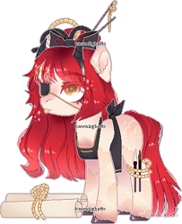 Size: 385x475 | Tagged: safe, artist:kawaiighetto, derpibooru import, oc, oc only, earth pony, pony, :p, apron, bow, clothes, earth pony oc, eyepatch, hair bow, scroll, simple background, solo, tongue, tongue out, transparent background