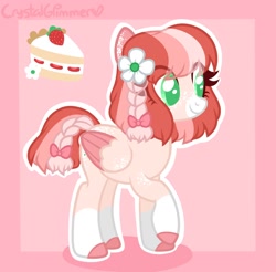 Size: 1500x1474 | Tagged: safe, artist:owlity, derpibooru import, oc, oc only, oc:baby cakes, pegasus, pony, braid, female, flower, flower in hair, simple background, smiling, solo