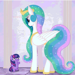 Size: 2000x2000 | Tagged: safe, artist:xodok, derpibooru import, princess celestia, twilight sparkle, unicorn twilight, alicorn, pony, unicorn, series:ponyashnost, animated, bipedal, breakdancing, crown, dancing, eye contact, featured image, female, gif, hoof shoes, horn, jewelry, looking at each other, looking at someone, looking down, looking up, mare, meme, peytral, regalia, size difference, smiling, squatpony, twiggie, wings