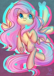 Size: 2480x3508 | Tagged: safe, artist:musicfirewind, derpibooru import, fluttershy, pegasus, pony, chromatic aberration, female, high res, mare, solo, underhoof