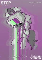 Size: 2480x3508 | Tagged: safe, alternate version, artist:musicfirewind, derpibooru import, oc, oc only, oc:mono, earth pony, hybrid, pony, clothes, crying, floating, hand, high res, limited palette, solo, television