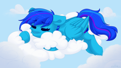 Size: 3840x2160 | Tagged: safe, artist:ev04ka, artist:ev04kaa, derpibooru import, oc, oc only, pegasus, pony, cloud, commission, eyes closed, female, mare, rcf community, sleeping, solo, solo female