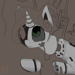 Size: 552x551 | Tagged: safe, artist:zebra, ponerpics import, sweetie belle, sweetie bot, robot, android, solo, unfinished art, wip