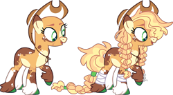 Size: 1831x1009 | Tagged: safe, artist:kurosawakuro, derpibooru import, applejack, pony, alternate design, bald, base used, braid, braided tail, simple background, solo, tail, transparent background