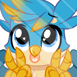 Size: 2000x2000 | Tagged: safe, artist:emberslament, derpibooru import, gallus, griffon, :p, cute, double peace sign, gallabetes, heart, male, peace sign, simple background, solo, talons, tongue, tongue out, transparent background, wings