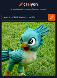 Size: 1162x1591 | Tagged: safe, derpibooru import, machine learning generated, gallus, griffon, artificial intelligence, craiyon, dall·e mini, grass, irl, open mouth, photo, realistic, solo