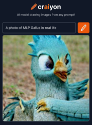 Size: 1162x1591 | Tagged: safe, derpibooru import, machine learning generated, gallus, griffon, artificial intelligence, craiyon, dall·e mini, irl, open mouth, photo, realistic, solo