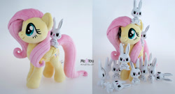 Size: 2200x1189 | Tagged: safe, artist:meplushyou, derpibooru import, angel bunny, fluttershy, pegasus, pony, rabbit, angel bunny is not amused, crossed arms, irl, multeity, photo, plushie, unamused