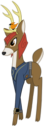 Size: 1760x4960 | Tagged: safe, artist:cheezedoodle96, artist:ponygamer2020, derpibooru import, edit, idw, blackthorn, bird, deer, fallout equestria, spoiler:comic, spoiler:comic27, spoiler:comic28, clothes, fallout, helmet, horn, idw showified, jumpsuit, male, pipboy, ring, show accurate, simple background, solo, stag, the root of the problem, transparent background, vault suit, vector