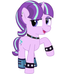 Size: 1800x2000 | Tagged: safe, artist:tikapony, derpibooru import, starlight, starlight glimmer, pony, unicorn, the parent map, choker, clothes, cutie mark, edgelight glimmer, shoes, simple background, solo, spiked wristband, teenager, white background, wristband