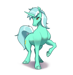 Size: 2746x2825 | Tagged: safe, artist:aquaticvibes, derpibooru import, lyra heartstrings, pony, unicorn, female, hoers, looking to side, looking to the left, mare, simple background, solo, white background