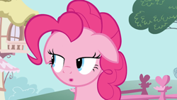 Size: 710x400 | Tagged: safe, derpibooru import, screencap, pinkie pie, earth pony, pony, a friend in deed, season 2, :o, bust, ears, female, floppy ears, lidded eyes, mare, open mouth, solo