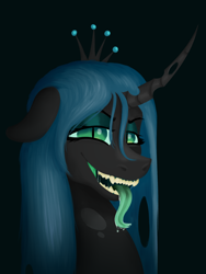 Size: 1500x2000 | Tagged: safe, artist:oldman, derpibooru import, queen chrysalis, changeling, changeling queen, bust, female, green tongue, mare, portrait, simple background, solo, tongue, tongue out