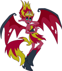 Size: 740x856 | Tagged: safe, artist:pascalmulokozi2, derpibooru import, edit, edited screencap, screencap, sunset satan, sunset shimmer, demon, human, equestria girls, equestria girls (movie), bare shoulders, big crown thingy, big crown thingy 2.0, demon wings, element of magic, female, hand on face, jewelry, open mouth, open smile, regalia, simple background, sleeveless, smiling, solo, strapless, transparent background, wings