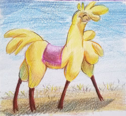 Size: 1280x1184 | Tagged: safe, artist:tigra0118, derpibooru import, paprika paca, alpaca, them's fightin' herds, colored pencil drawing, community related, female, solo, traditional art