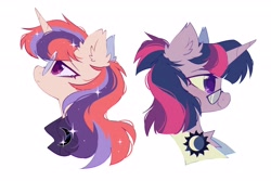 Size: 3000x2000 | Tagged: safe, artist:mirtash, derpibooru import, moondancer, twilight sparkle, pony, unicorn, alternate universe, ear fluff, ears, glasses, horn, simple background, white background