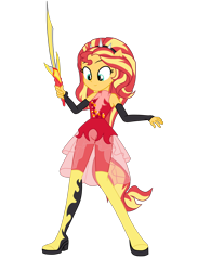 Size: 2788x3580 | Tagged: safe, artist:gmaplay, derpibooru import, sunset shimmer, better together, cheer you on, equestria girls, forgotten friendship, kamen rider ryuki, magic, ponied up, simple background, solo, super ponied up, sword, transparent background, weapon