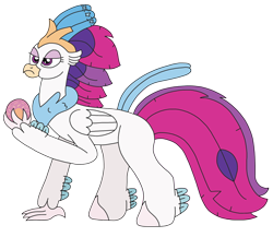 Size: 2732x2374 | Tagged: safe, artist:supahdonarudo, derpibooru import, queen novo, classical hippogriff, hippogriff, my little pony: the movie, atg 2022, determined, holding, looking up, newbie artist training grounds, pearl, queen novo's orb, simple background, transparent background