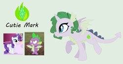 Size: 944x494 | Tagged: safe, artist:princessyanderequinn, derpibooru import, rarity, spike, oc, dracony, dragon, hybrid, pony, unicorn, base used, cutie mark, female, interspecies offspring, male, offspring, parent:rarity, parent:spike, parents:sparity, screencap reference, shipping, sparity, straight, unnamed oc, winged spike, wings
