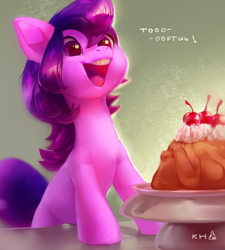 Size: 2180x2420 | Tagged: safe, artist:khvorost162, derpibooru import, oc, earth pony, pony, cake, cute, cyrillic, female, food, ocbetes, open mouth, open smile, russian, smiling, solo, translated in the comments