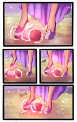 Size: 2400x3800 | Tagged: safe, artist:sjmarts, derpibooru import, princess luna, human, clothes, comic, crushing, dress, female, fight, high heels, humanized, kotobukiya, kotobukiya princess luna, reliquary, shoes, stiletto heels