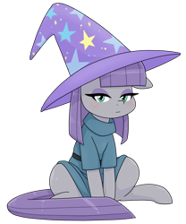 Size: 1198x1442 | Tagged: safe, alternate version, artist:batipin, derpibooru import, maud pie, earth pony, pony, clothes, hat, looking at you, simple background, solo, transparent background, trixie's hat