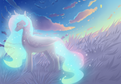 Size: 3300x2300 | Tagged: safe, artist:mylittlegodzilla, derpibooru import, princess celestia, ghost, pony, undead, solo, spirit