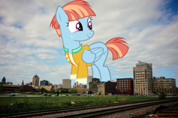 Size: 2048x1357 | Tagged: safe, artist:electrochoc, artist:thegiantponyfan, derpibooru import, windy whistles, pegasus, pony, cute, female, giant pegasus, giant pony, giantess, highrise ponies, irl, macro, mare, mega giant, milwaukee, photo, ponies in real life, windybetes, wisconsin