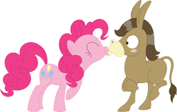 Size: 3570x2277 | Tagged: safe, artist:porygon2z, derpibooru import, pinkie pie, oc, oc:duncan, donkey, earth pony, pony, canon x oc, female, kissing, male, straight, surprise kiss