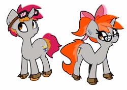 Size: 4096x2896 | Tagged: safe, artist:kindakismet, derpibooru import, oc, oc only, pony, unicorn, bow, commission, duo, female, glasses, hair bow, horn, looking at you, male, mare, open mouth, simple background, stallion, unicorn oc, white background