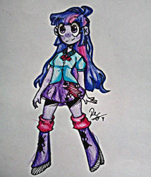 Size: 515x602 | Tagged: safe, artist:xrxgx, derpibooru import, twilight sparkle, equestria girls, smiling, solo, traditional art