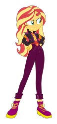 Size: 2100x4581 | Tagged: safe, artist:gmaplay, derpibooru import, sunset shimmer, better together, equestria girls, sunset's backstage pass!, clothes, female, geode of empathy, jacket, magical geodes, music festival outfit, shoes, simple background, solo, transparent background