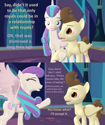 Size: 1816x2160 | Tagged: safe, artist:red4567, derpibooru import, pound cake, princess flurry heart, alicorn, pony, unicorn, 3d, comic, female, holding hooves, male, older, older flurry heart, older pound cake, poundflurry, shipping, source filmmaker, straight