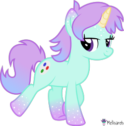 Size: 4000x4068 | Tagged: safe, artist:melisareb, derpibooru import, part of a set, pony, unicorn, .svg available, absurd resolution, crossover, female, gradient hooves, gradient mane, gradient tail, kleptocorns, lidded eyes, mare, quark (kleptocorns), simple background, solo, tail, transparent background, vector