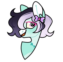 Size: 1280x1264 | Tagged: safe, artist:moonert, derpibooru import, oc, oc only, earth pony, pony, bow, bust, earth pony oc, hair bow, heart, heart eyes, simple background, smiling, solo, transparent background, wingding eyes