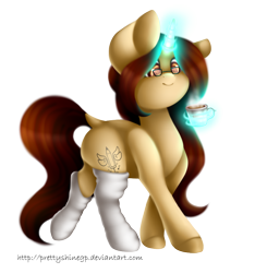 Size: 1500x1600 | Tagged: safe, artist:prettyshinegp, derpibooru import, oc, oc only, pony, unicorn, clothes, cup, female, glasses, glowing, glowing horn, horn, magic, mare, simple background, smiling, socks, solo, teacup, telekinesis, transparent background, unicorn oc