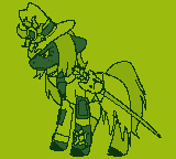 Size: 160x144 | Tagged: safe, artist:brainiac, derpibooru import, oc, oc:minty shine, earth pony, animated, fallout equestria:all things unequal (pathfinder), fallout equestria:all things unequal sprites (set), female, gameboy aesthetic, gif, inquisitor, mare, pixel art, solo, true res pixel art