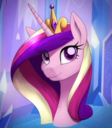 Size: 1400x1600 | Tagged: safe, artist:anearbyanimal, part of a set, princess cadance, alicorn, pony, bust, crown, eye clipping through hair, eyebrows visible through hair, female, horn, jewelry, looking at you, mare, portrait, regalia, smiling, smiling at you, solo