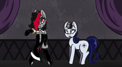 Size: 2000x1093 | Tagged: safe, artist:lazerblues, derpibooru import, moonlight raven, oc, oc:miss eri, pony, latex, nun outfit