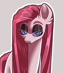 Size: 518x586 | Tagged: safe, artist:unfinishedheckery, derpibooru import, pinkie pie, earth pony, pony, bedroom eyes, digital art, female, looking at you, mare, pinkamena diane pie, simple background, solo