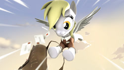 Size: 1920x1080 | Tagged: safe, derpibooru import, derpy hooves, 3d, cute, letter, mailmare, speed lines