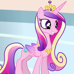 Size: 643x643 | Tagged: safe, derpibooru import, screencap, princess cadance, alicorn, pony, games ponies play, season 3, cute, cutedance, female, folded wings, happy, horn, mare, smiling, solo, wings
