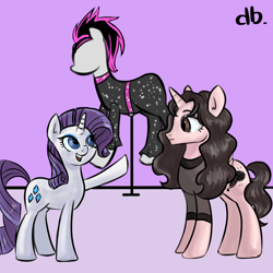 Size: 1000x1000 | Tagged: safe, derpibooru import, rarity, alicorn, unicorn, boutique, cher, clothed ponies, fashion, pointing