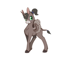 Size: 1271x1005 | Tagged: safe, artist:epicvon, derpibooru import, oc, oc only, donkey, horn, ponytail, simple background, solo, white background, wings