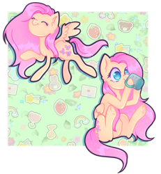 Size: 1024x1106 | Tagged: safe, artist:smeefing, derpibooru import, fluttershy, earth pony, pegasus, pony, cute, drinking, eyes closed, shyabetes, simple background, sitting, solo, transparent background, underhoof