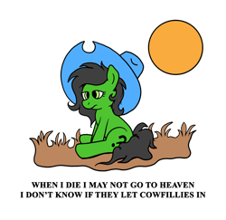 Size: 5000x4864 | Tagged: safe, artist:lunar harmony, ponerpics import, oc, oc:anon filly, apathy, contemplating life, cowboy hat, female, filly, foal, hat, pondering, solo, thinking