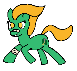 Size: 247x229 | Tagged: safe, artist:anonymous, oc, oc only, oc:blazing meadow, earth pony, pony, bandage, bandaid, build-a-mare, earth pony oc, female, mare, nose bandaid, running, simple background, smiling, solo, white background